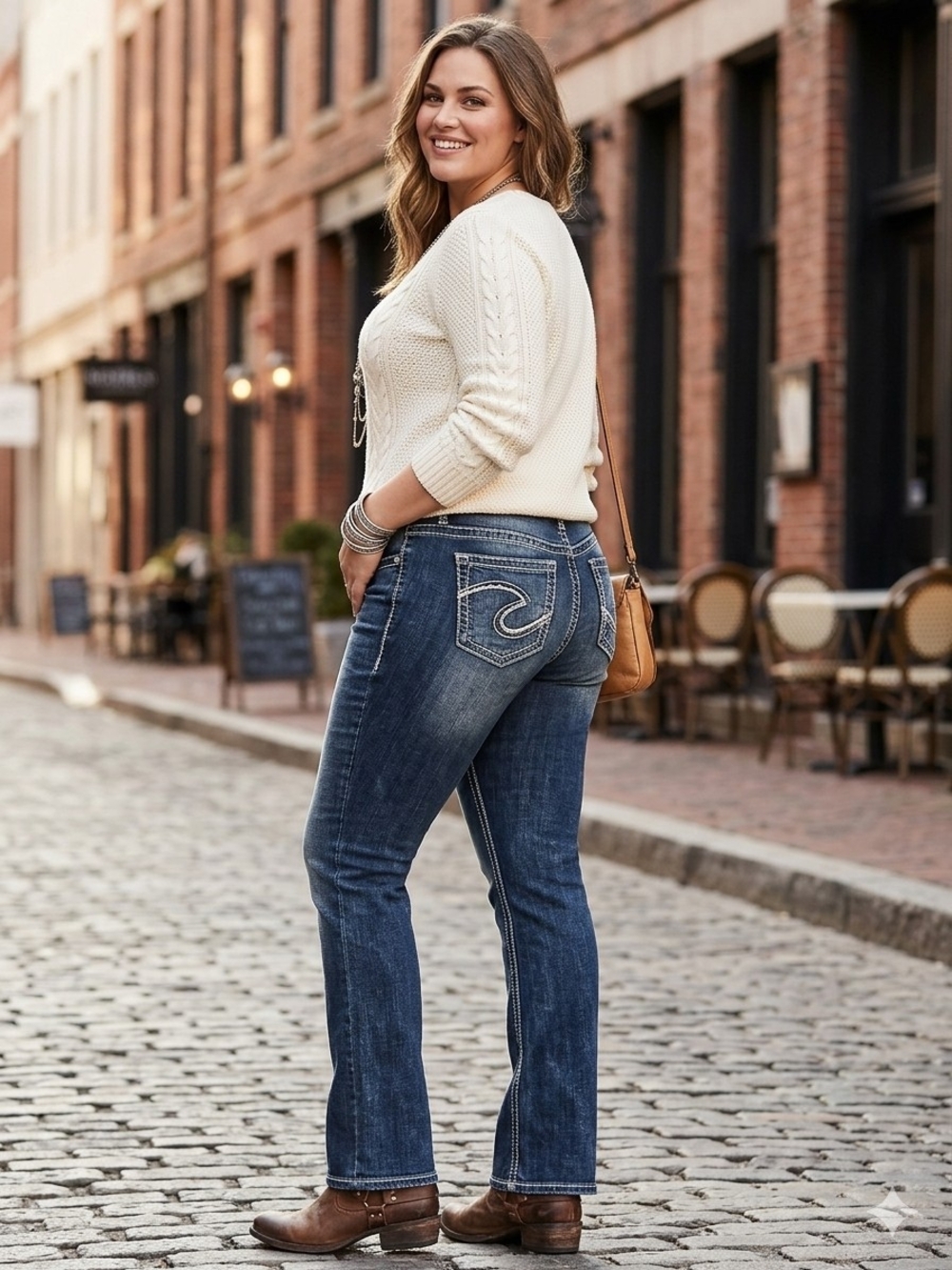 Silver Jeans AIKO Bootcut Womens Denim Mid Rise Curvy Stretch Sz 22 NWT